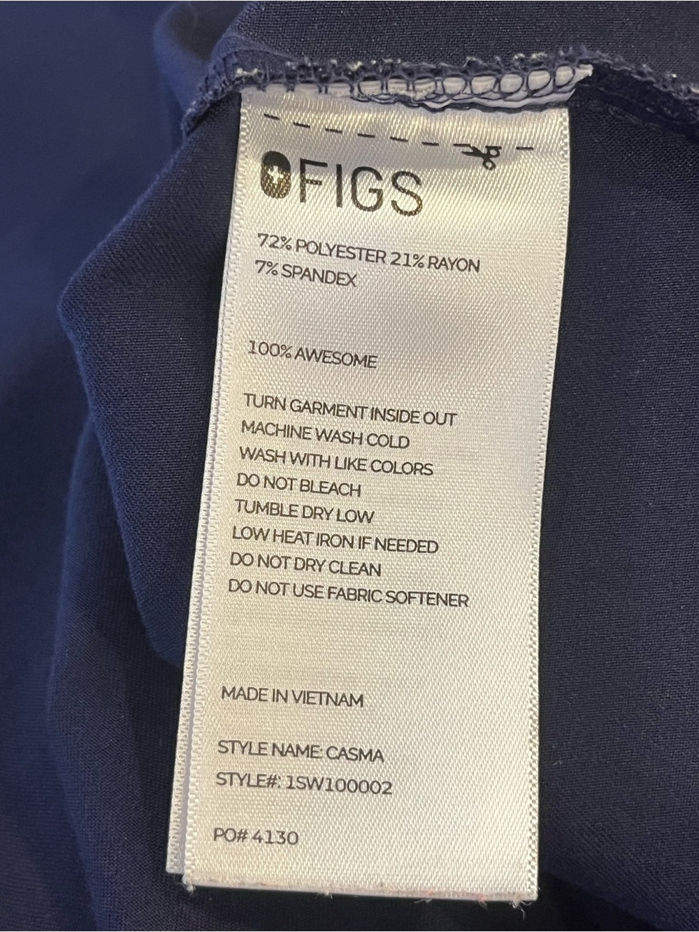 FIGS Navy Casma Scrub Top - Picture 3 of 3